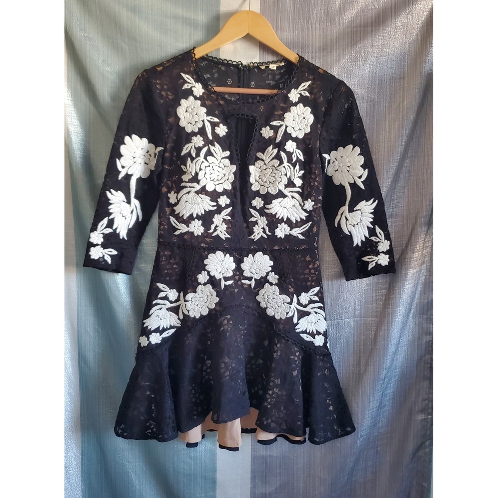 For Love And Lemons Black and White Floral Mini Dress